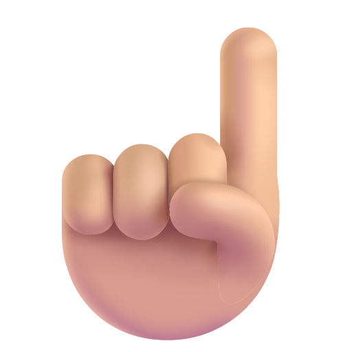 White Up Pointing Index: Medium-Light Skin Tone on Microsoft 3D
