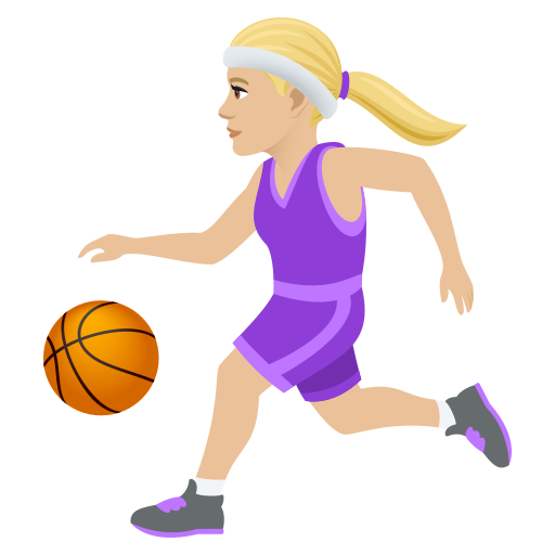 Woman Bouncing Ball: Medium-Light Skin Tone on JoyPixels