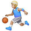 Man Bouncing Ball: Medium-Light Skin Tone on Samsung
