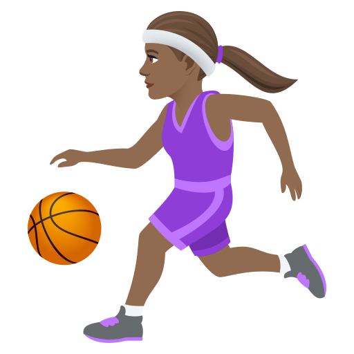 Woman Bouncing Ball: Medium-Dark Skin Tone on JoyPixels