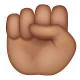 Raised Fist: Medium Skin Tone on WhatsApp