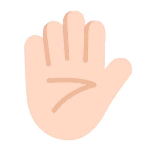Raised Hand: Light Skin Tone on Microsoft Fluent