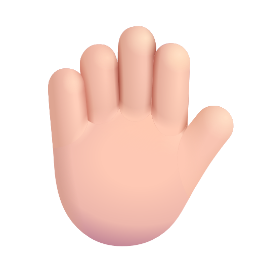 Raised Hand: Light Skin Tone on Microsoft 3D