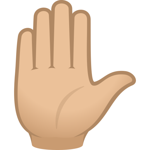 Raised Hand: Medium-Light Skin Tone on JoyPixels