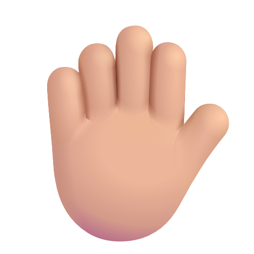 Raised Hand: Medium-Light Skin Tone on Microsoft 3D
