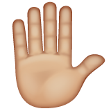 Raised Hand: Medium-Light Skin Tone on WhatsApp