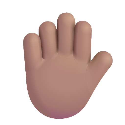 Raised Hand: Medium Skin Tone on Microsoft 3D