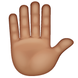 Raised Hand: Medium Skin Tone on WhatsApp