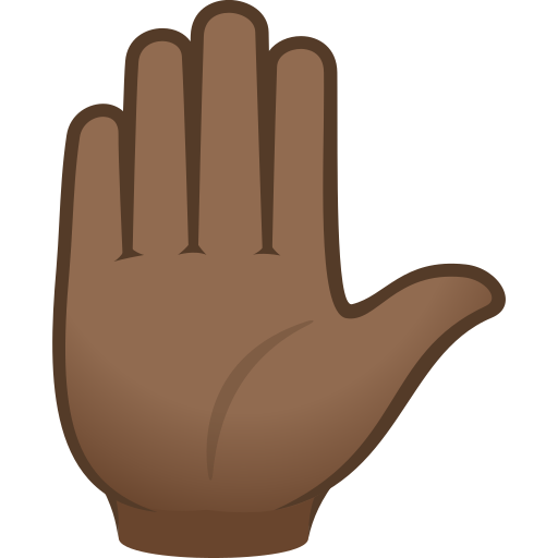Raised Hand: Medium-Dark Skin Tone on JoyPixels
