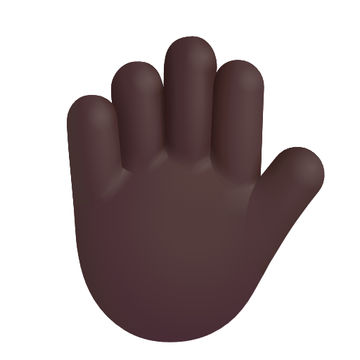 Raised Hand: Dark Skin Tone on Microsoft 3D