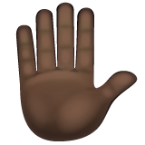 Raised Hand: Dark Skin Tone on WhatsApp