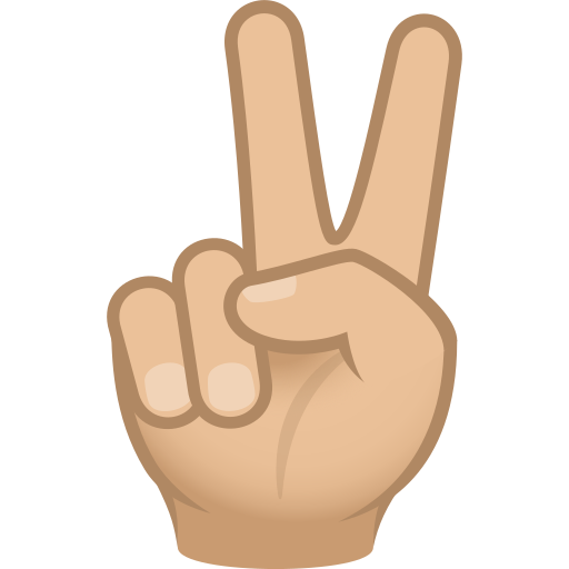 Victory Hand: Medium-Light Skin Tone on JoyPixels