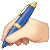 Writing Hand: Light Skin Tone on WhatsApp