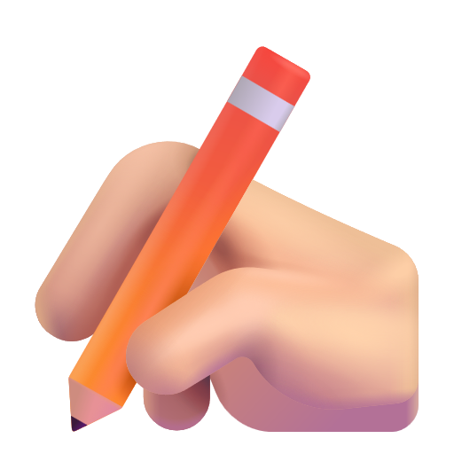 Writing Hand: Medium-Light Skin Tone on Microsoft 3D