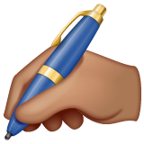 Writing Hand: Medium Skin Tone on WhatsApp