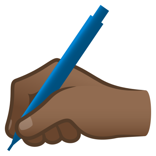 Writing Hand: Medium-Dark Skin Tone on JoyPixels