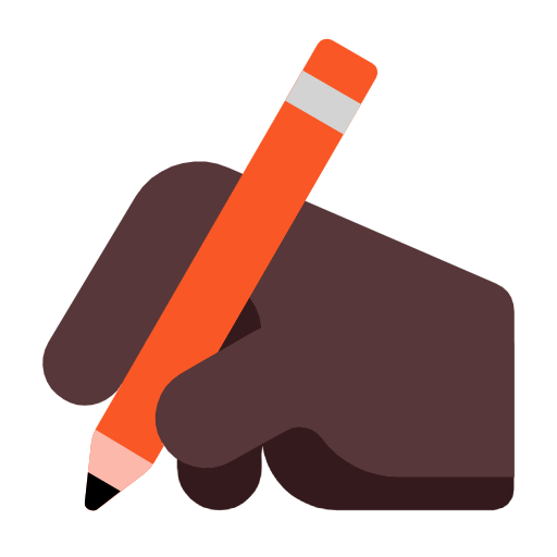 Writing Hand: Dark Skin Tone on Microsoft Fluent