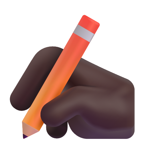Writing Hand: Dark Skin Tone on Microsoft 3D