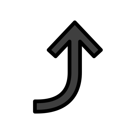 Arrow Pointing Rightwards Then Curving Upwards on OpenMoji
