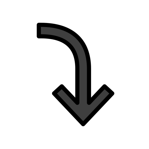 Arrow Pointing Rightwards Then Curving Downwards on OpenMoji