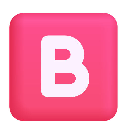 Negative Squared Latin Capital Letter B on Microsoft 3D