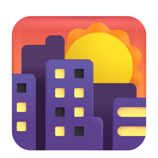 Sunset Over Buildings on Microsoft 3D