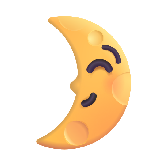 First Quarter Moon With Face on Microsoft 3D