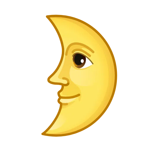 First Quarter Moon With Face on Telegram