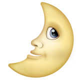 First Quarter Moon With Face on WhatsApp