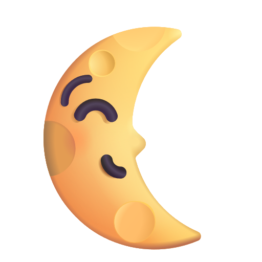Last Quarter Moon With Face on Microsoft 3D