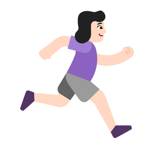 Woman Running Facing Right: Light Skin Tone on Microsoft Fluent