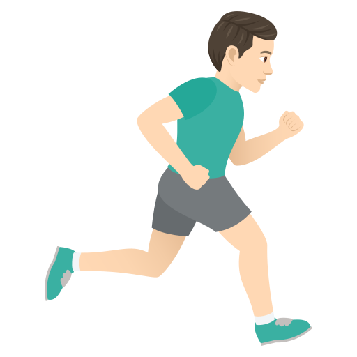 Man Running Facing Right: Light Skin Tone on JoyPixels