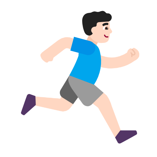 Man Running Facing Right: Light Skin Tone on Microsoft Fluent