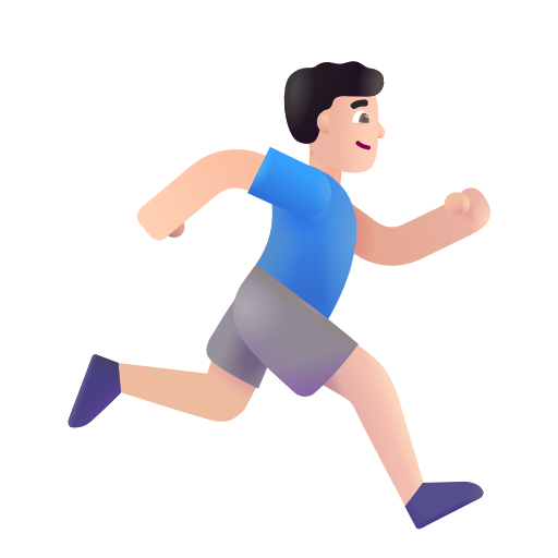 Man Running Facing Right: Light Skin Tone on Microsoft 3D