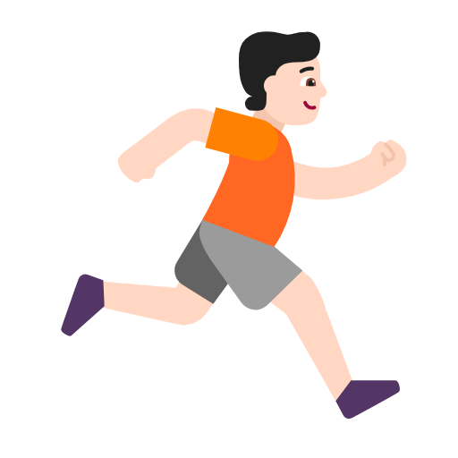 Person Running Facing Right: Light Skin Tone on Microsoft Fluent