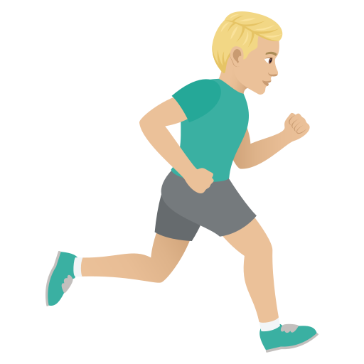 Man Running Facing Right: Medium-Light Skin Tone on JoyPixels