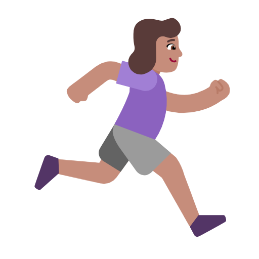 Woman Running Facing Right: Medium Skin Tone on Microsoft Fluent
