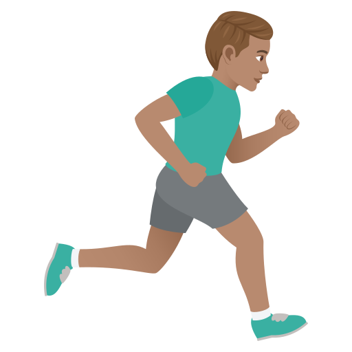 Man Running Facing Right: Medium Skin Tone on JoyPixels