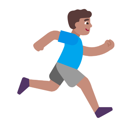 Man Running Facing Right: Medium Skin Tone on Microsoft Fluent