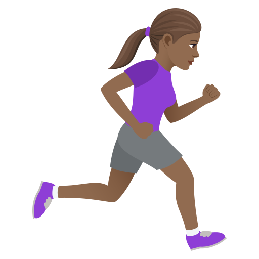 Woman Running Facing Right: Medium-Dark Skin Tone on JoyPixels