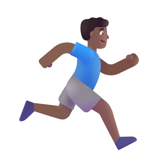 Man Running Facing Right: Medium-Dark Skin Tone on Microsoft 3D