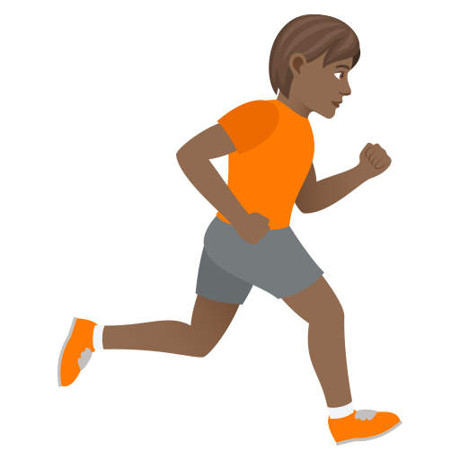 Person Running Facing Right: Medium-Dark Skin Tone on JoyPixels