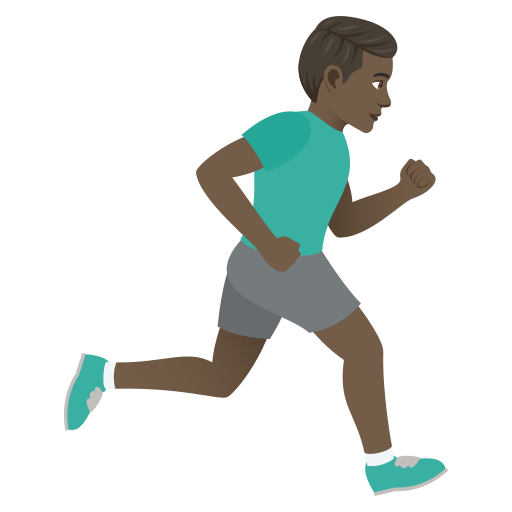Man Running Facing Right: Dark Skin Tone on JoyPixels