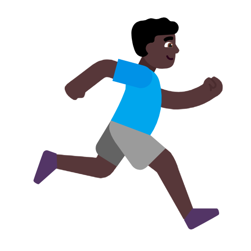 Man Running Facing Right: Dark Skin Tone on Microsoft Fluent