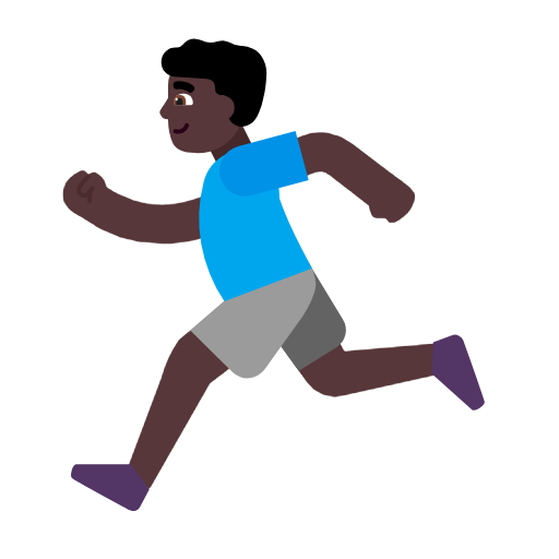 Man Running: Dark Skin Tone on Microsoft Fluent