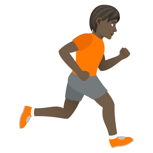 Person Running Facing Right: Dark Skin Tone on JoyPixels