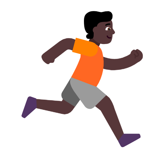 Person Running Facing Right: Dark Skin Tone on Microsoft Fluent