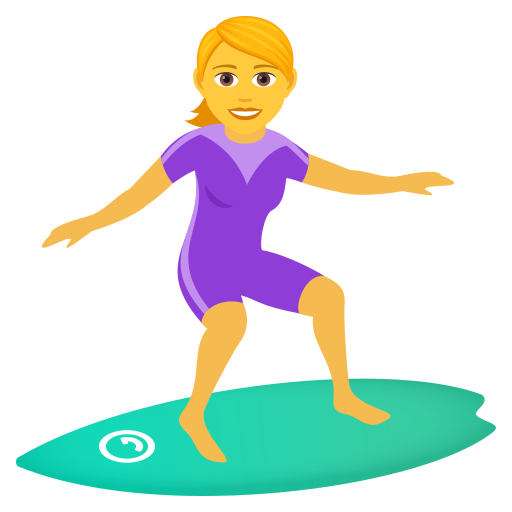 Woman Surfing on JoyPixels