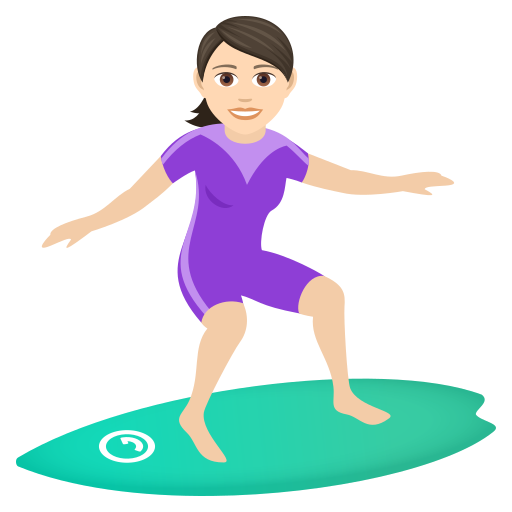 Woman Surfing: Light Skin Tone on JoyPixels