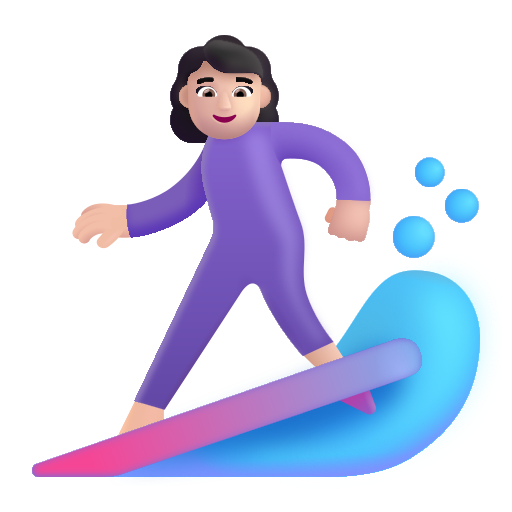Woman Surfing: Light Skin Tone on Microsoft 3D